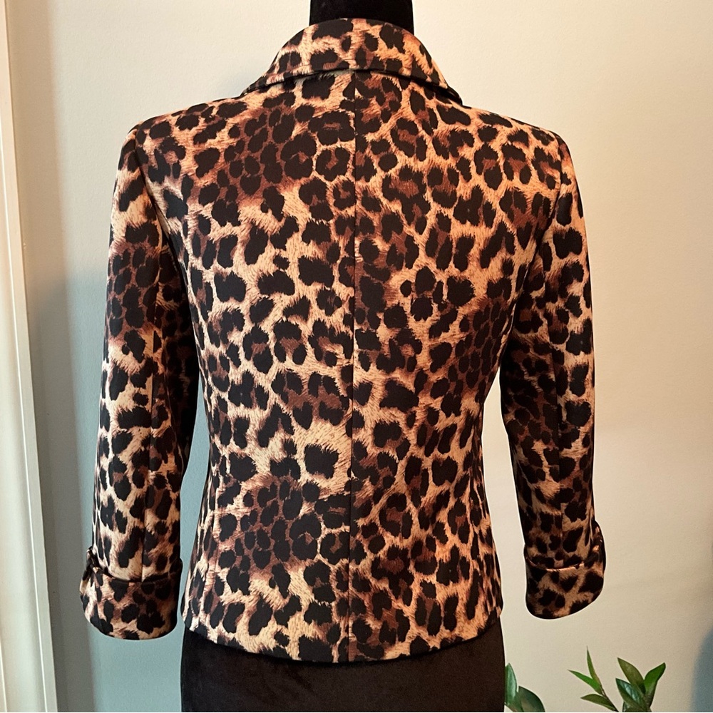 Tahari ASL Leopard Print Blazer Structured Jacket Business Profesional - Picture 11 of 11